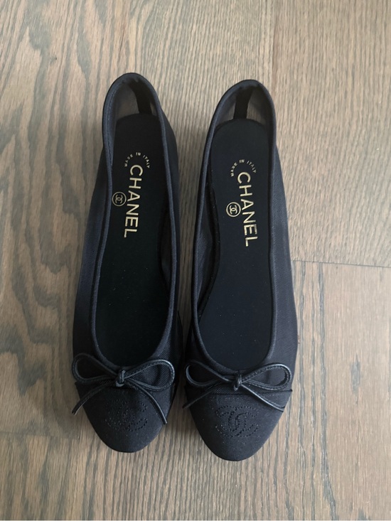 CHANEL Shoes - CHANEL Black Bow Ballet Flats with CC Toe Detail